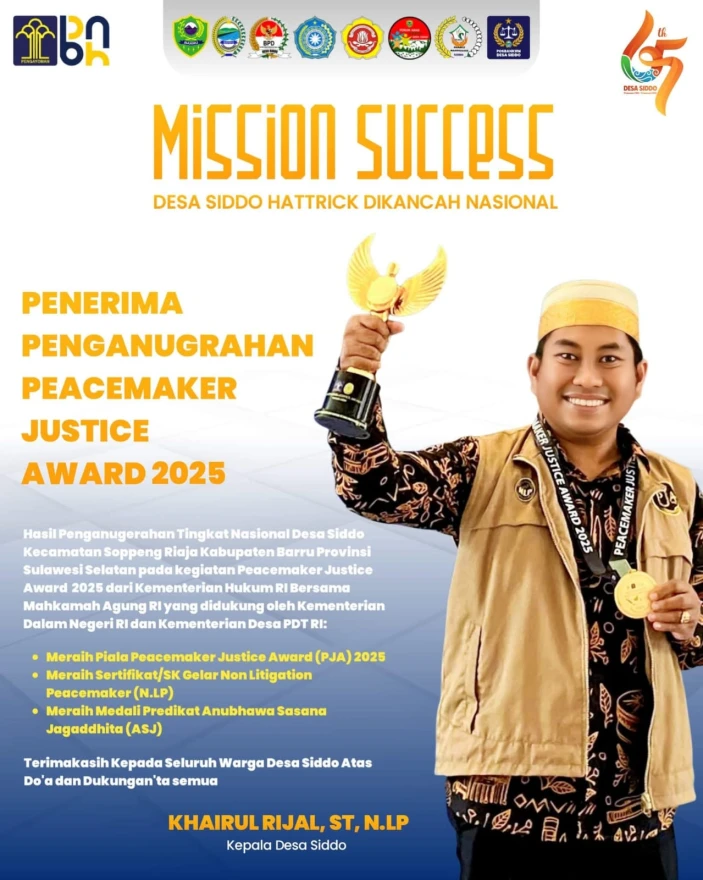 Desa Siddo Raih Tiga Penghargaan Tingkat Nasional 